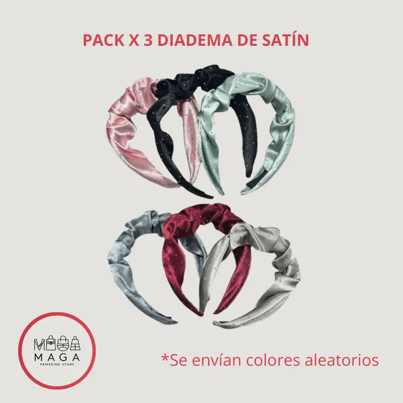 Pack x 3 Diademas MAGA Satín